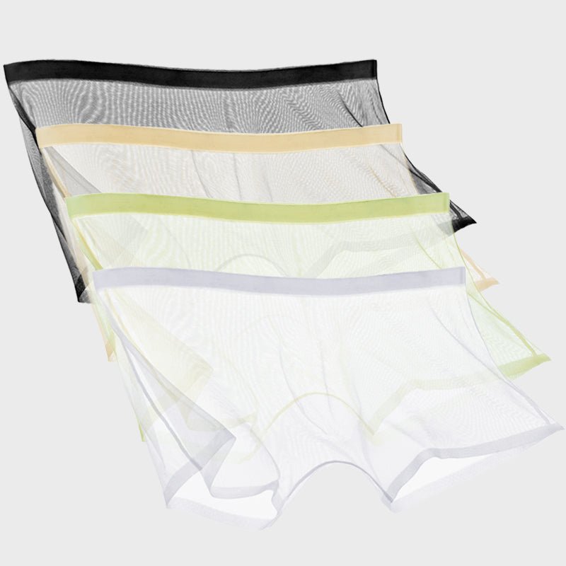 Ice Silk Sexy Mesh Full Transparent Boxer Shorts - Men's Fashion