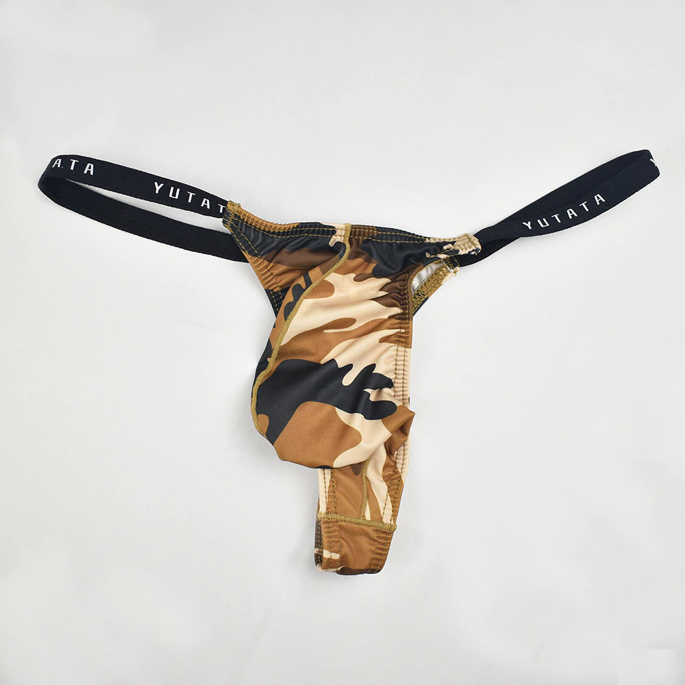 Men's Sexy Camouflage Thong Raised Pocket Thong Panties - Men's Fashion