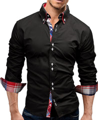 Men's Double Collar Long Sleeve Shirt