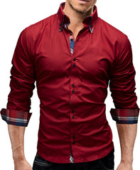 Men's Double Collar Long Sleeve Shirt
