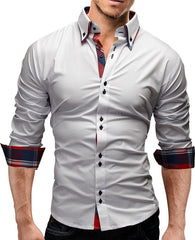 Men's Double Collar Long Sleeve Shirt
