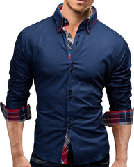 Men's Double Collar Long Sleeve Shirt