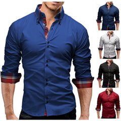 Men's Double Collar Long Sleeve Shirt