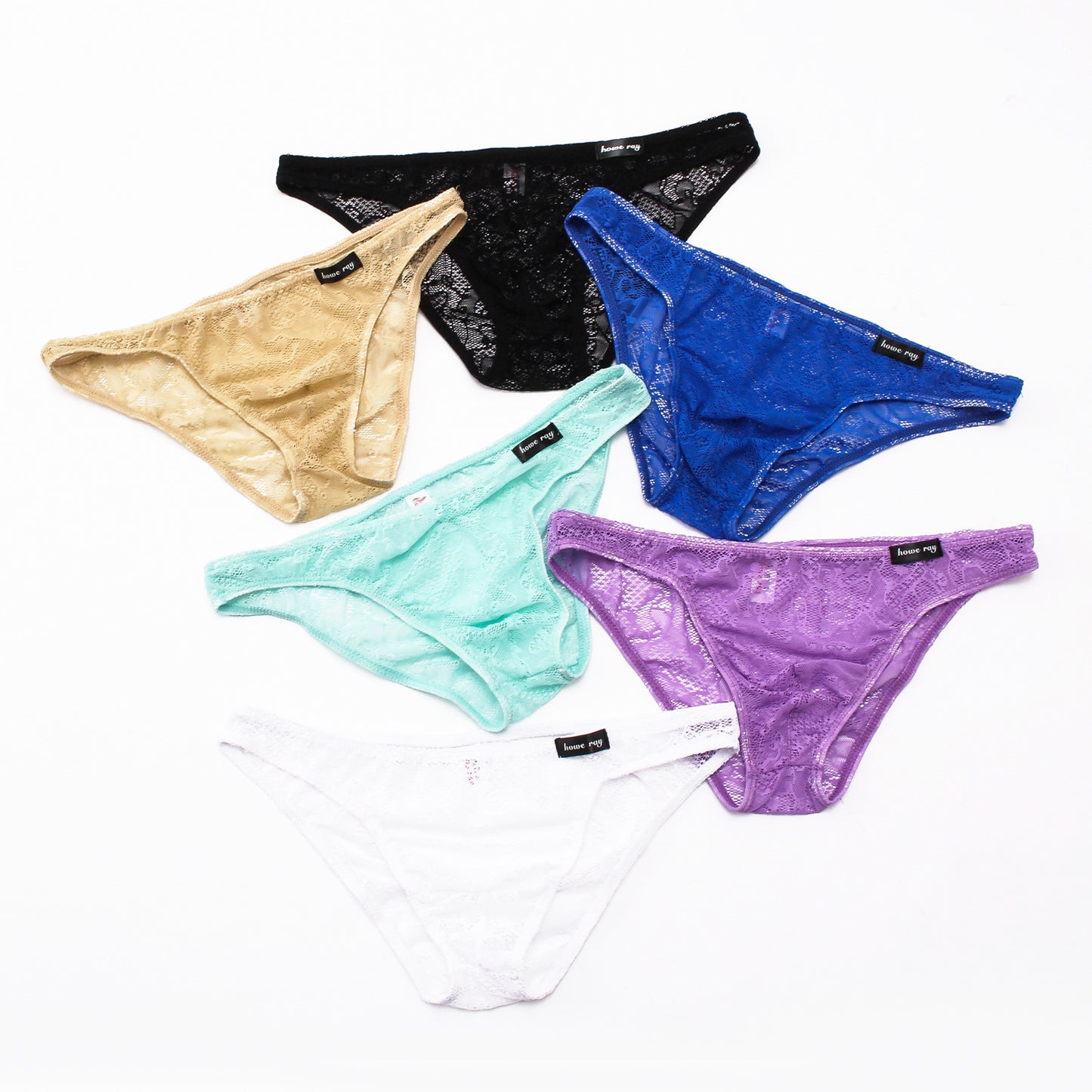 Men's Low Waist Sexy Lace Transparent Briefs