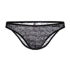 Men's Low Waist Sexy Lace Transparent Briefs
