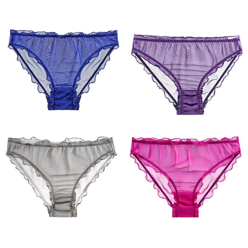 Men's Ruffled Silk Transparent Briefs -  Fashion Men's Panties