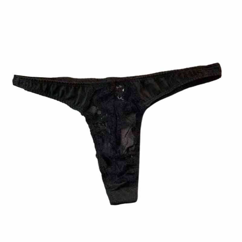 Lace Ice Silk Stitching Sexy Thong -  Fashion Men's Panties