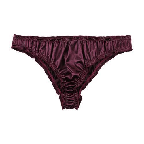 Men Solid Satin Ruffle Panties Sexy Thongs -  Fashion Men's Panties