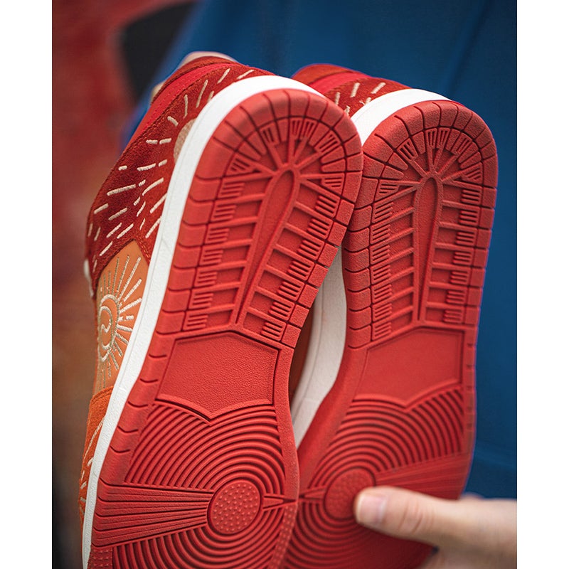 Retro Red Sun Flower Thick Sole Shoes