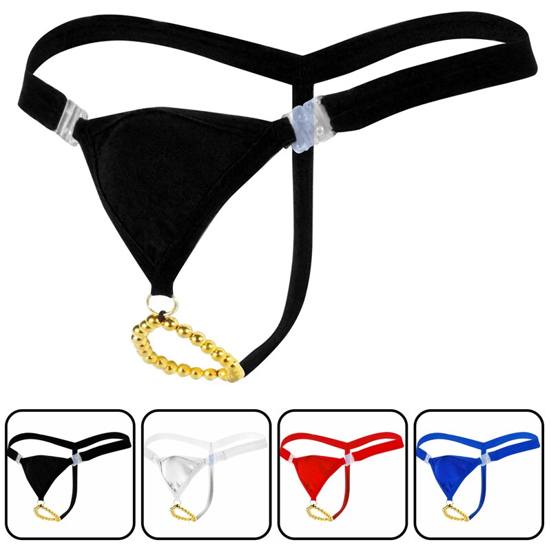 Male Low-waist Crotchless Thongs with Ring