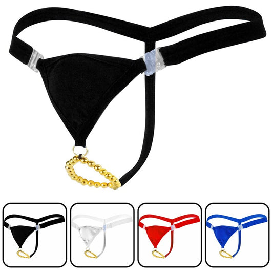 Male Low-waist Crotchless Thongs with Ring