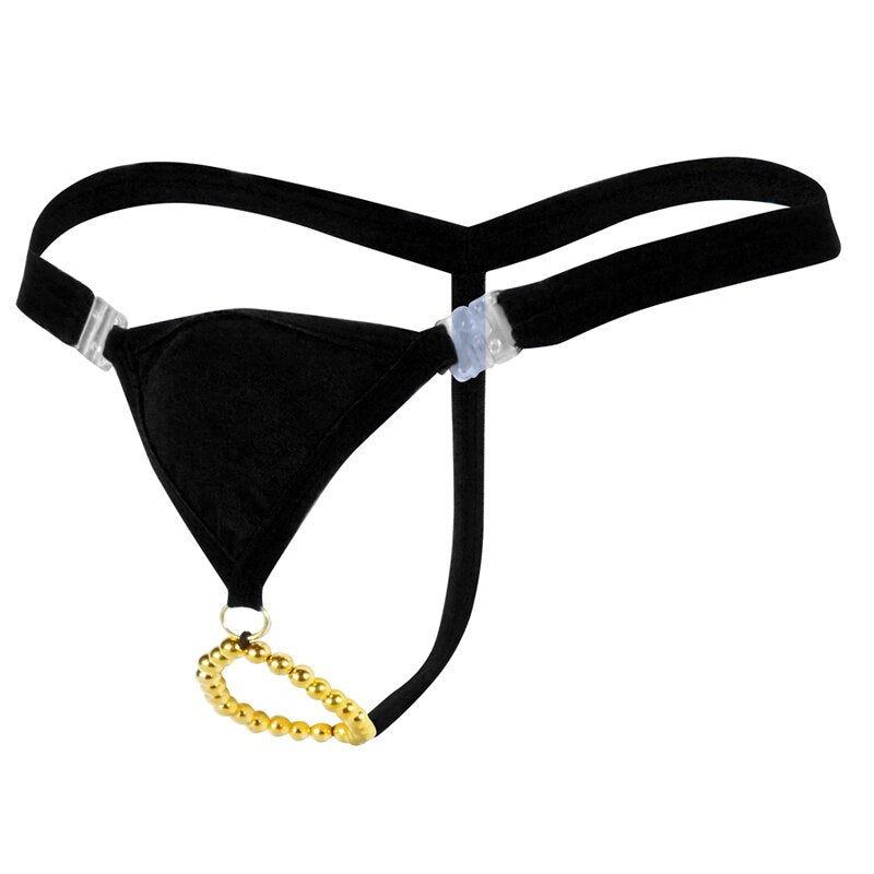 Male Low-waist Crotchless Thongs with Ring