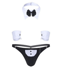 Butler Waiter Tuxedo Tie Tie Neck Bracelet Thong Set
