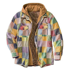 Padded Plaid Printed Hooded Jacket