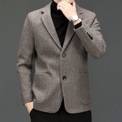 Men's Solid Color Simple Casual Wool Coat
