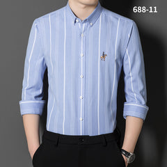 2023 Men's Striped Embroidered Shirt