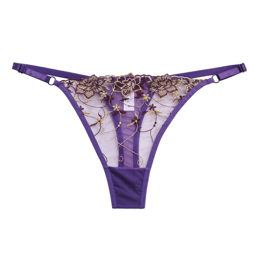 Sexy Embroidered Hollow Mesh Thong