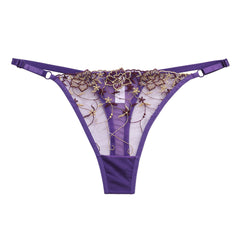 Sexy Embroidered Hollow Mesh Thong