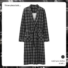 New Cotton Plaid Loose Plus Size Bathrobe