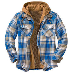 Padded Plaid Printed Hooded Jacket