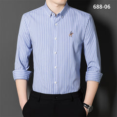 2023 Men's Striped Embroidered Shirt