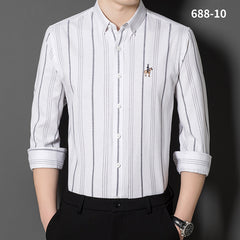 2023 Men's Striped Embroidered Shirt