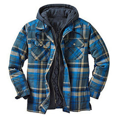 Padded Plaid Printed Hooded Jacket