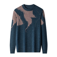 Men's Round Neck Jacquard Cardigan