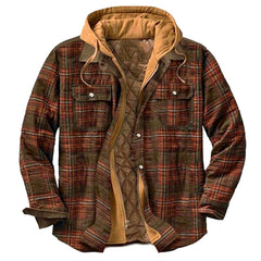 Padded Plaid Printed Hooded Jacket