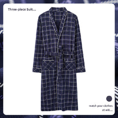 New Cotton Plaid Loose Plus Size Bathrobe