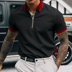 New Solid Color Zipper POLO Shirt