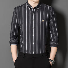 2023 Men's Striped Embroidered Shirt