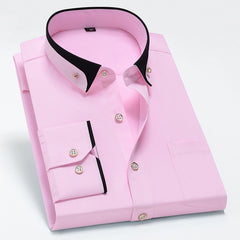 Men's Contrasting Collar Stretch Comfortable Non-Iron Shirt