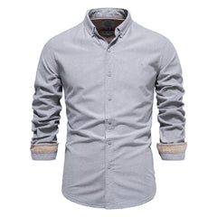 2023 New Men's Pure Cotton Embroidery Long-sleeved Shirt