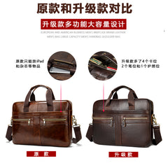 Men's Leather Briefcase Portable Lawyer Computer Bag
