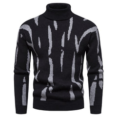 Men's Turtleneck Plaid Jacquard Knitted Sweater