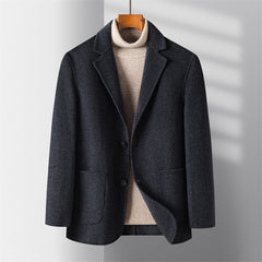 Men's Plaid Double Sided Nylon Thickened Warm Wool Jacket