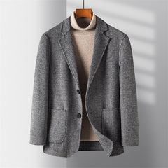 Men's Plaid Double Sided Nylon Thickened Warm Wool Jacket
