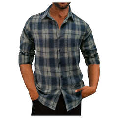 Men's Loose Flannel Long Sleeve Plaid Shirt