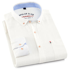 Men's Cotton Linen Embroidered Wrinkle-Resistant Shirt