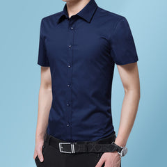 New Men's Non-Iron Slim Casual Solid Color Shirt