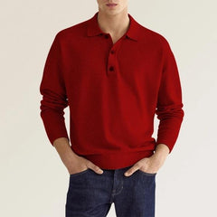 Men's Casual V-neck Button Polo Shirt