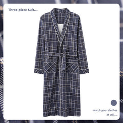 New Cotton Plaid Loose Plus Size Bathrobe