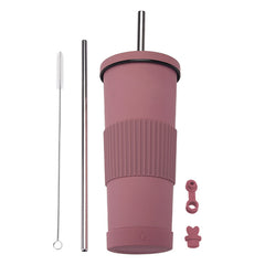 830ml Stainless Steel Straw Cup Large Capacity Simple Car Warm Cup