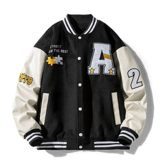 Men's Spring Baseball Uniform Loose Bomber Jacket