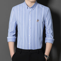 2023 Men's Striped Embroidered Shirt