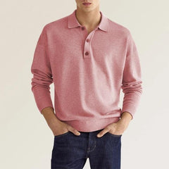 Men's Casual V-neck Button Polo Shirt