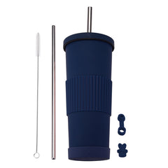830ml Stainless Steel Straw Cup Large Capacity Simple Car Warm Cup