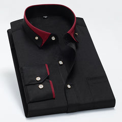 Men's Contrasting Collar Stretch Comfortable Non-Iron Shirt