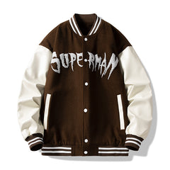 Men's Spring Baseball Uniform Loose Bomber Jacket